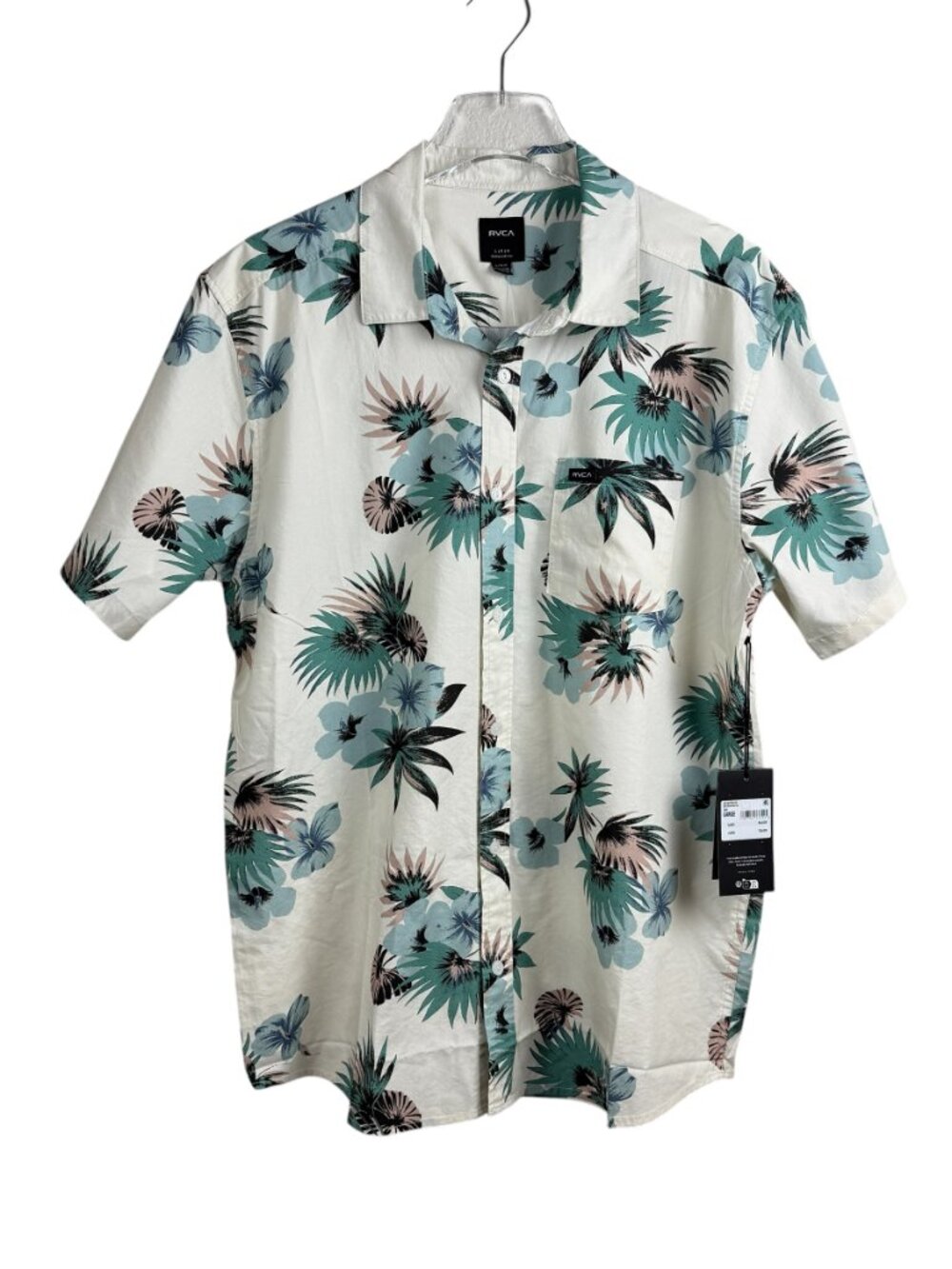 RVCA Botanical Short Sleeve Button Up Shirt Men's Size L NWT MSRP $60